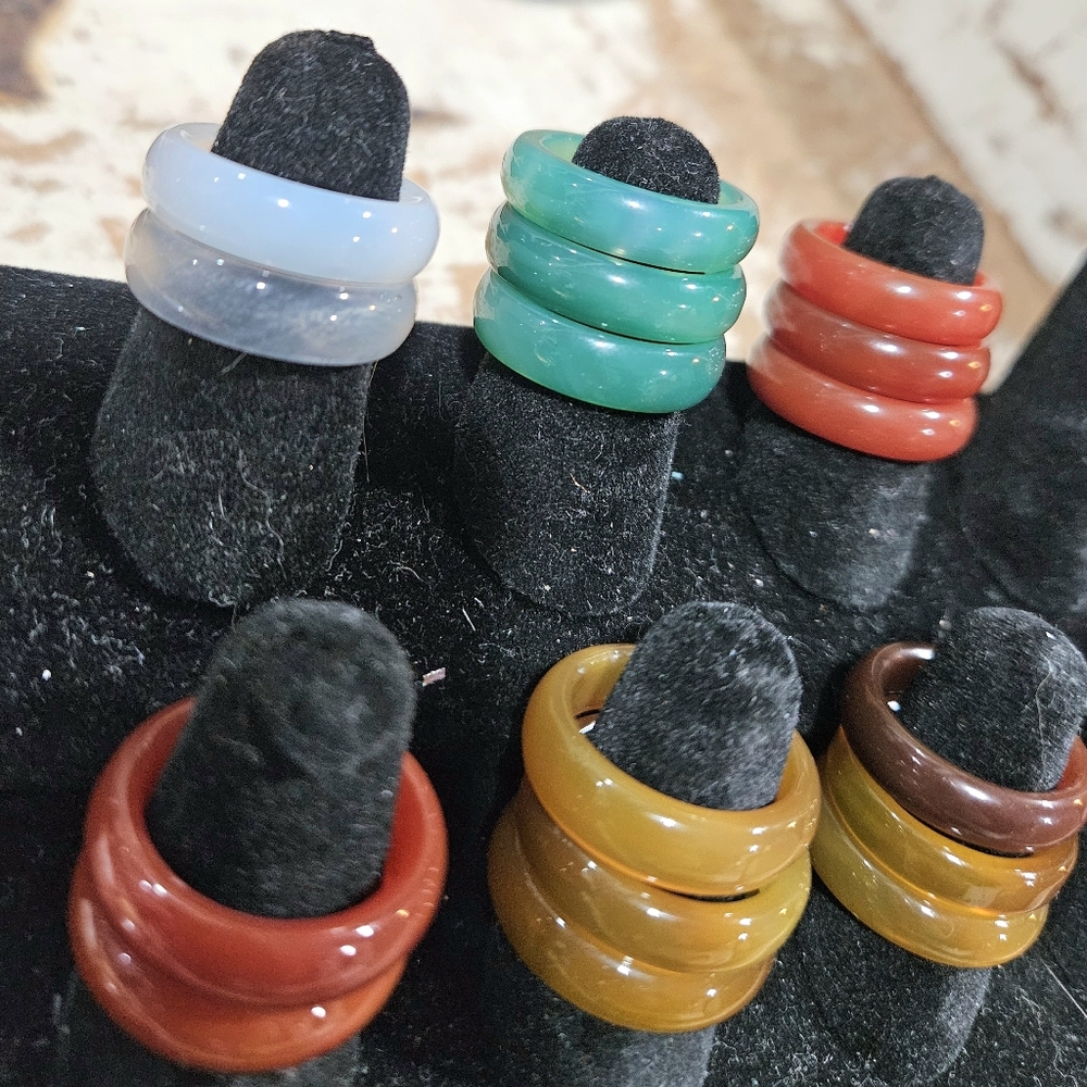 Gemstone Band Rings Agate, Carnelian, Quartz Various Your Choice! New